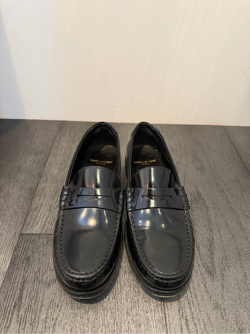 Saint Laurent Glossy Black Leather Loafers